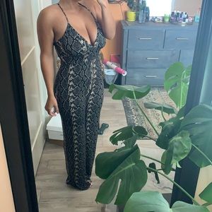 Black and white snake print jumpsuit